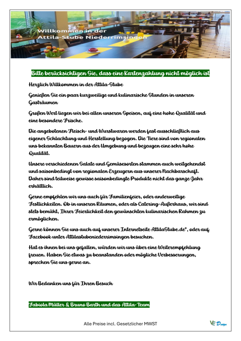 Attila Stube Allgemeine Informationen - Seite 1 Speisekarte