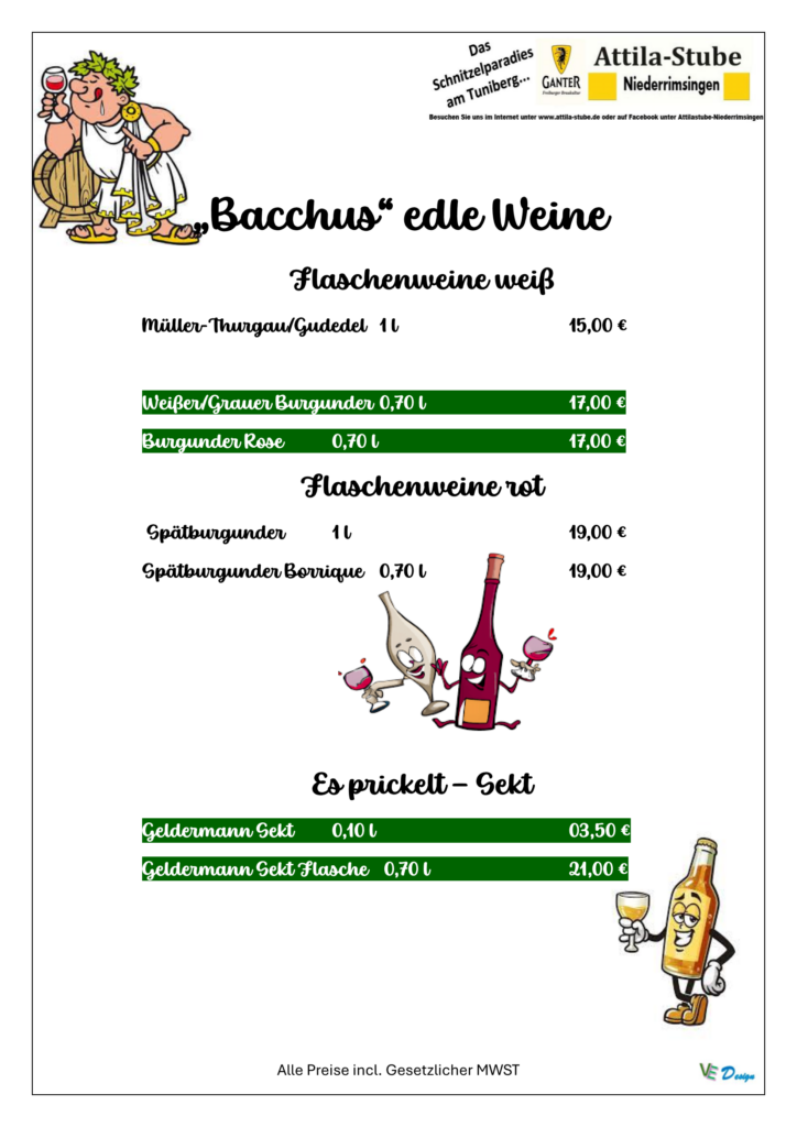 Flaschenweine und Sekt
